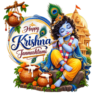 Krishna Janmashtami Celebration Illustration PNG