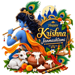 Krishna Janmashtami Festive Emblem PNG