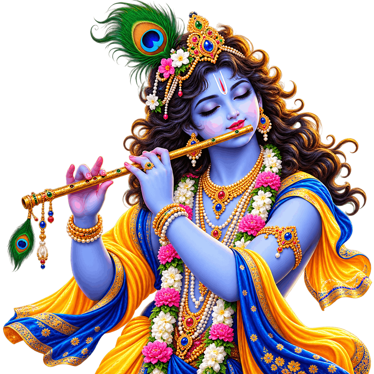 Krishna Playing the Golden Flute PNG