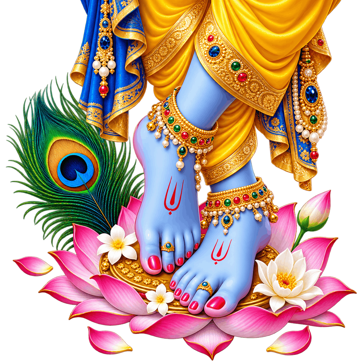 Krishna’s Jewel-Adorned Lotus Feet PNG