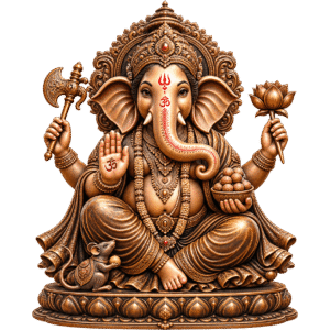 Ornate Bronze Ganesha Statue PNG
