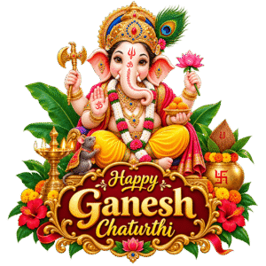 Ornate Ganesh Chaturthi Celebration Sticker PNG