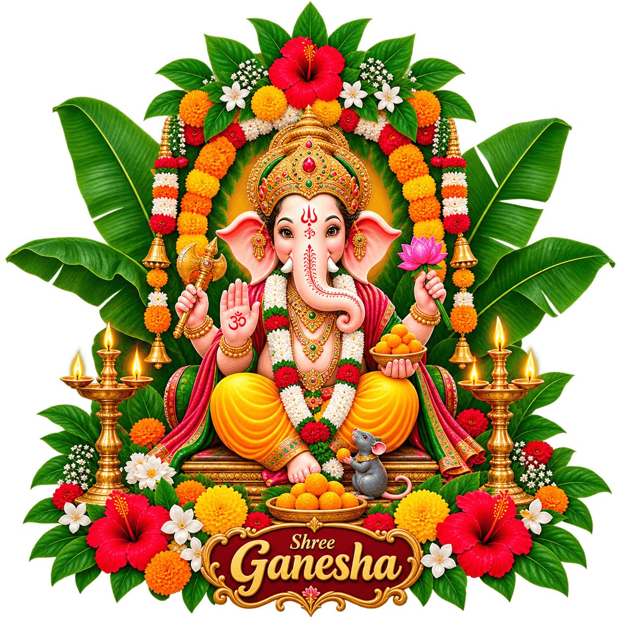 Ornate Ganesha Festival Offering PNG