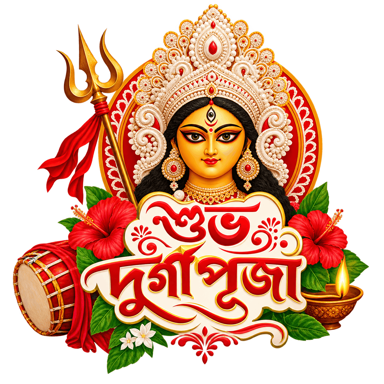 শুভ দুর্গাপূজা Shubho Durga Puja PNG