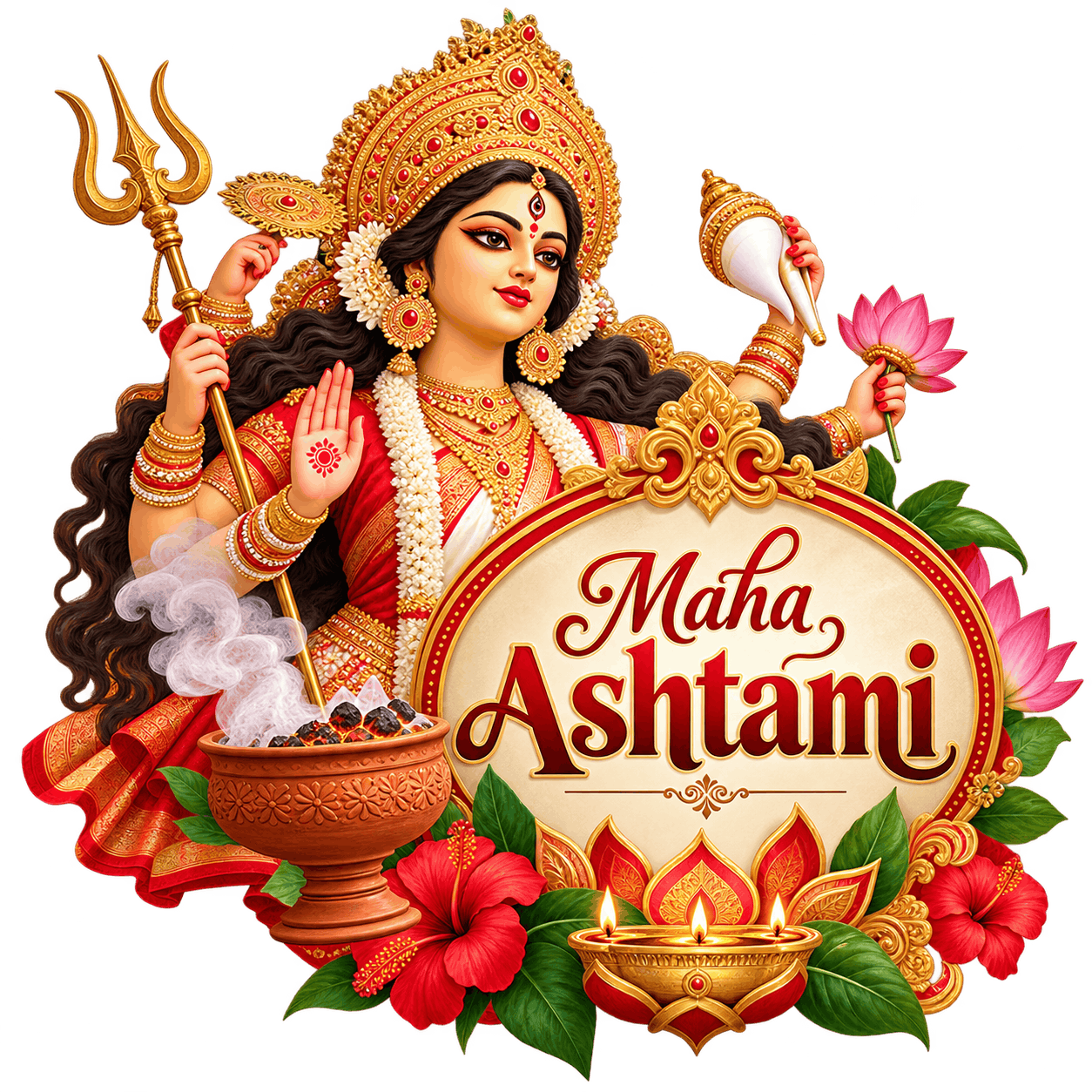 Maha Ashtami Durga Puja Celebration PNG
