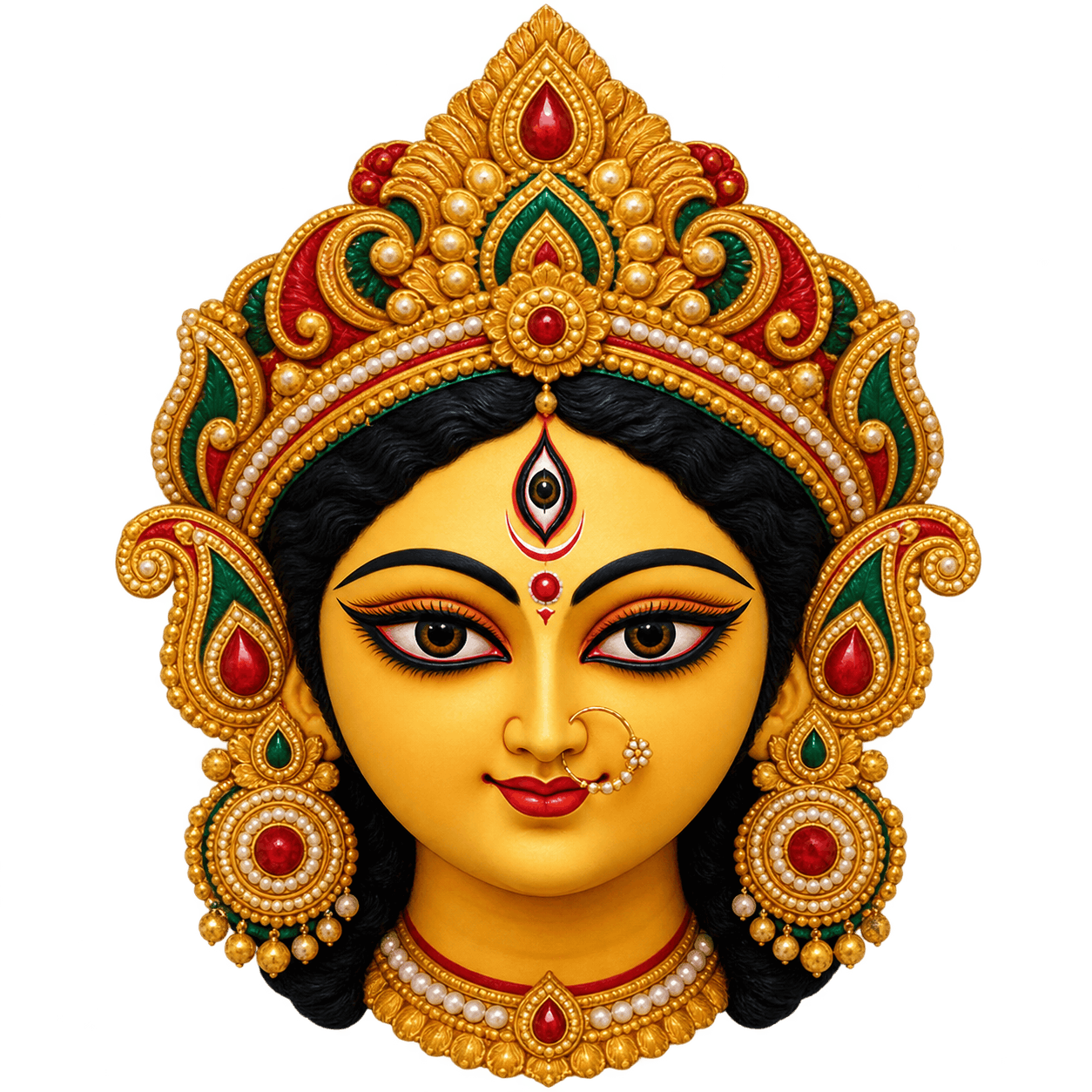 Durga Goddess Idol Portrait PNG