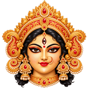 Ornate Durga Goddess Portrait PNG