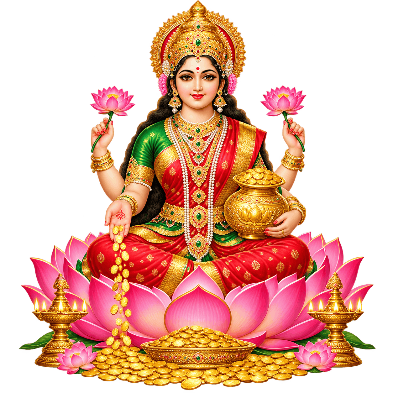 Lakshmi on a Pink Lotus PNG