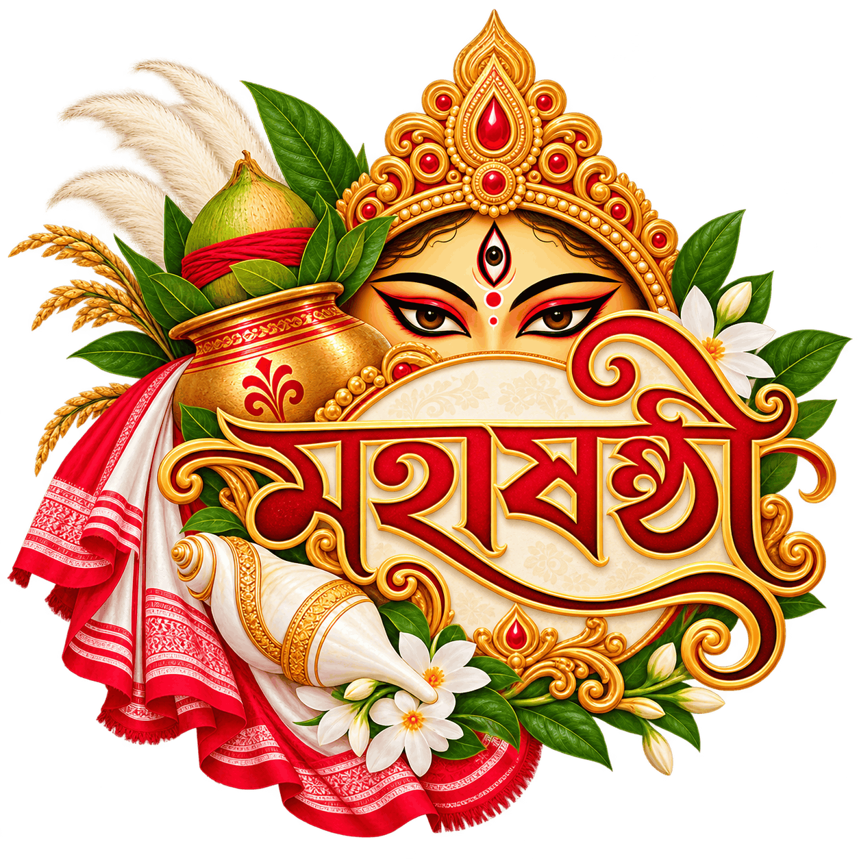 মহাষষ্ঠী Durga Puja PNG